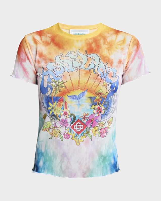 Lettuce Hem Printed Mesh T